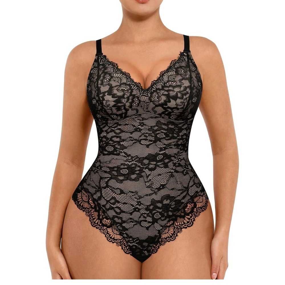 Chic Black Lace Bodysuit